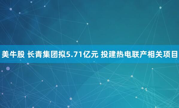 美牛股 长青集团拟5.71亿元 投建热电联产相关项目